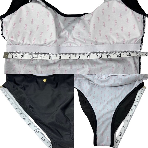 Juicy Couture Logo Black Label Deep Scoop Back High Cut One Piece Swimsuit Med - Picture 13 of 13